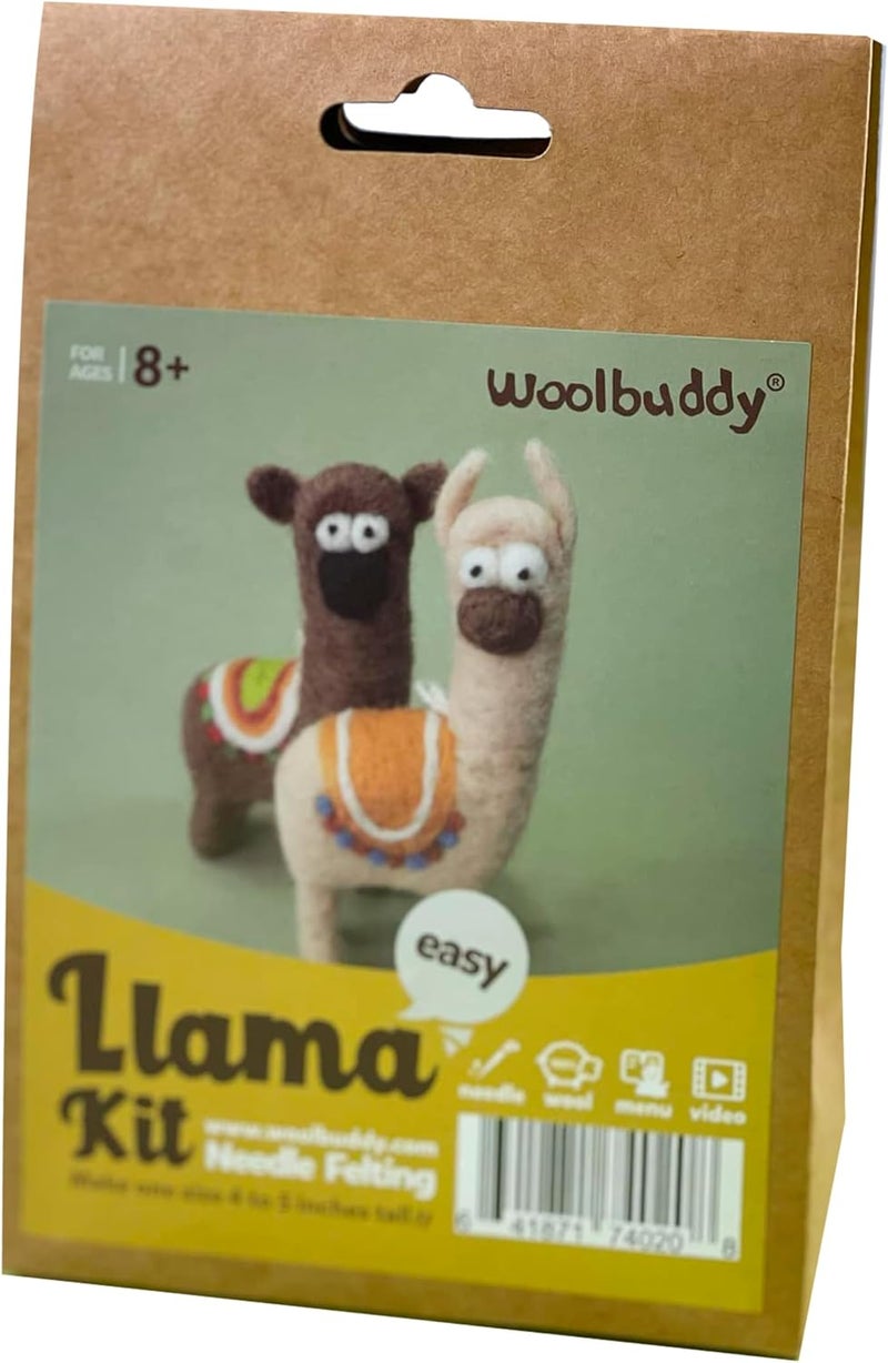 Woolbuddy Needle Felting Kit for Beginners & Adults – Llama DIY Felt Animal Starter Kit with Natural Wool Roving, Felting Needles & Step-by-Step Instructions - Image 1