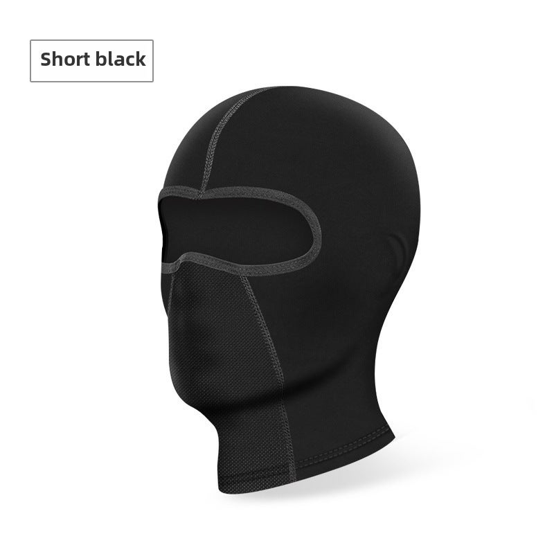 Ice Silk Hood Motorcycle Spring and Summer Riding Sun Protection Helmet Motorcycle Mask Face Protection Moisture Wicking Moisture Wicking Lining Breathable(Ice silk short black [no glasses hole]], Free size) - Image 1