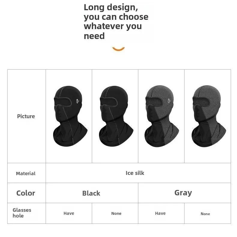 Ice Silk Hood Motorcycle Spring and Summer Riding Sun Protection Helmet Motorcycle Mask Face Protection Moisture Wicking Moisture Wicking Lining Breathable(Ice silk short black [no glasses hole]], Free size) - Image 2