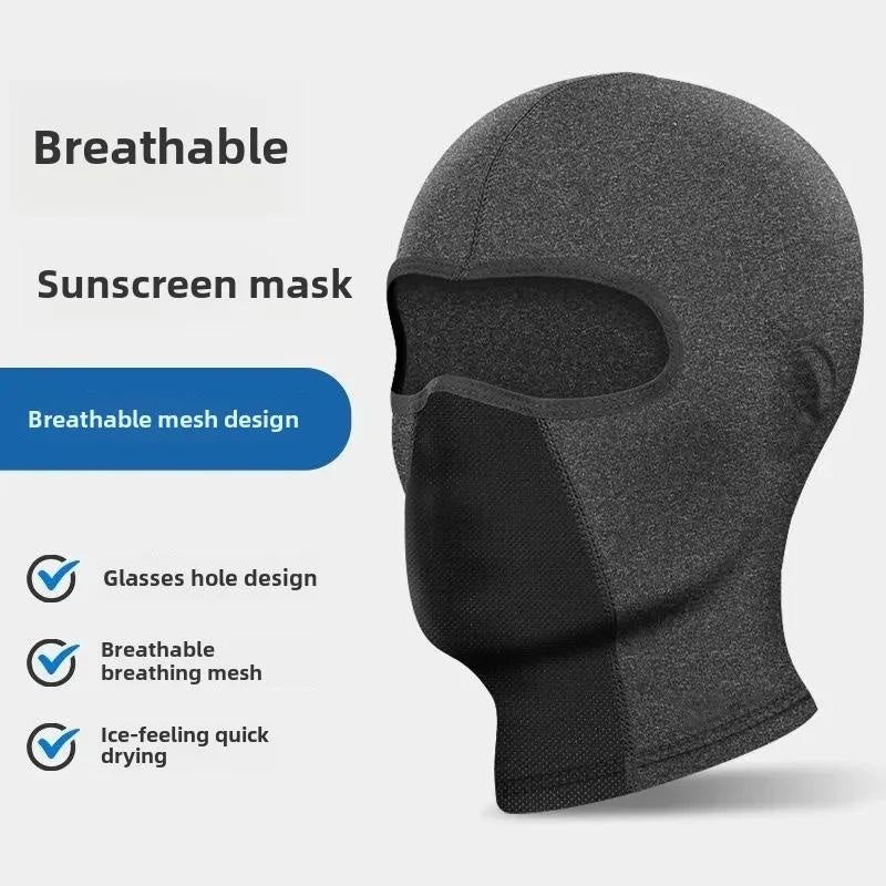 Ice Silk Hood Motorcycle Spring and Summer Riding Sun Protection Helmet Motorcycle Mask Face Protection Moisture Wicking Moisture Wicking Lining Breathable(Ice silk short black [no glasses hole]], Free size) - Image 5