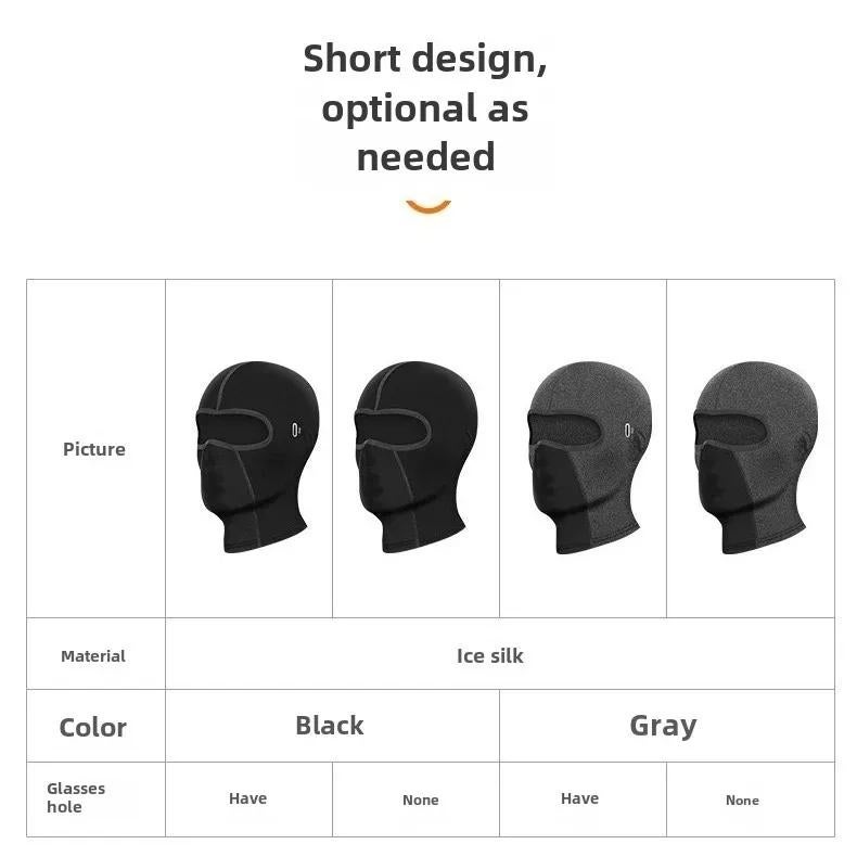 Ice Silk Hood Motorcycle Spring and Summer Riding Sun Protection Helmet Motorcycle Mask Face Protection Moisture Wicking Moisture Wicking Lining Breathable(Ice silk short black [no glasses hole]], Free size) - Image 3