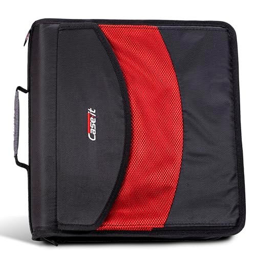 Case it Case-it The Dual 2-in-1 Zipper Binder - Two 1.5 Inch D-Rings - Includes Pencil Pouch - Multiple Pockets - 600 Sheet Capacity - Comes with Shoulder Strap - Black Dual-121-A - Image 1