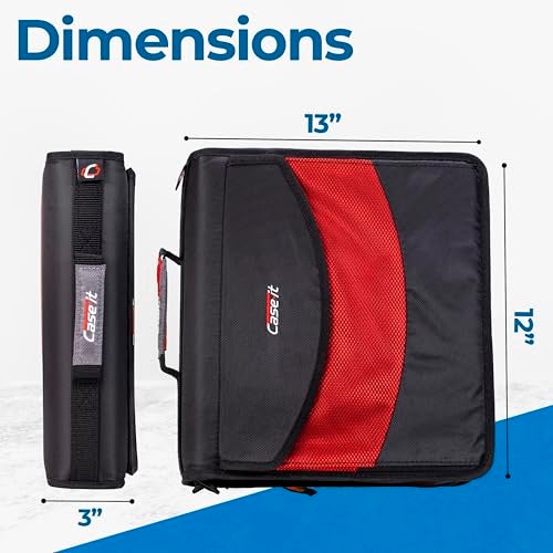 Case it Case-it The Dual 2-in-1 Zipper Binder - Two 1.5 Inch D-Rings - Includes Pencil Pouch - Multiple Pockets - 600 Sheet Capacity - Comes with Shoulder Strap - Black Dual-121-A - Image 3