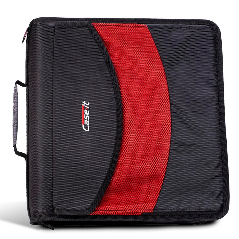 Case it Case-it The Dual 2-in-1 Zipper Binder - Two 1.5 Inch D-Rings - Includes Pencil Pouch - Multiple Pockets - 600 Sheet Capacity - Comes with Shoulder Strap - Black Dual-121-A - Image 5