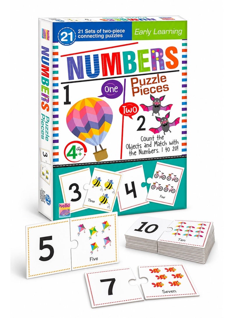 Numbers Puzzle Pieces Early Learning Set for Kids 4+, 21 Sets of Two-Piece Connecting Puzzles, Count & Match Educational Number Game 1 to 20 - Image 1