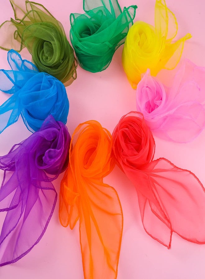 HEQU Square Dance Scarves - 16 Pcs Juggling Silk Scarves for Music Movement, Kids (8 Colors, 24" x 24") - Image 2