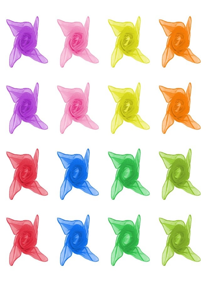 HEQU Square Dance Scarves - 16 Pcs Juggling Silk Scarves for Music Movement, Kids (8 Colors, 24" x 24") - Image 1