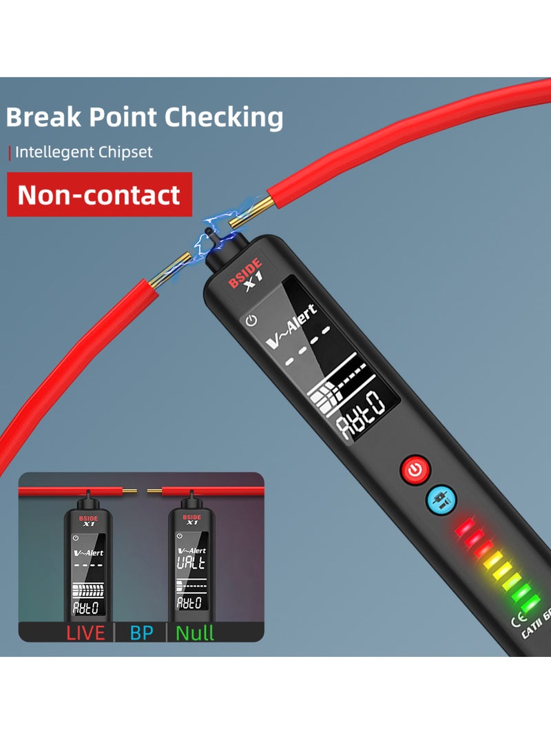 BSIDE جهاز X1 للكشف الذكي ثنائي الوضع، كاشف جهد التيار المتردد غير التلامسي، مقياس متعدد NCV، قلم اختبار كهربائي محمول مع إنذار صوتي وضوئي ومصباح يدوي LED - Image 3