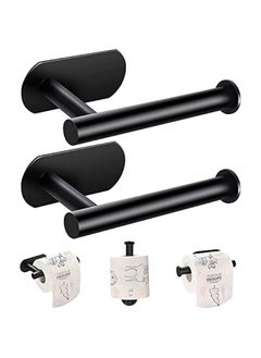 MIXDE Toilet Paper Holder Self Adhesive Bathroom Paper Towel Roll Holder Wall Mount, SUS 304 Stainless Steel(Black-2pcs)  - Image 1