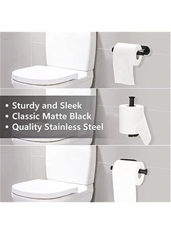 MIXDE Toilet Paper Holder Self Adhesive Bathroom Paper Towel Roll Holder Wall Mount, SUS 304 Stainless Steel(Black-2pcs)  - Image 3
