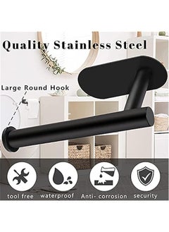 MIXDE Toilet Paper Holder Self Adhesive Bathroom Paper Towel Roll Holder Wall Mount, SUS 304 Stainless Steel(Black-2pcs)  - Image 4