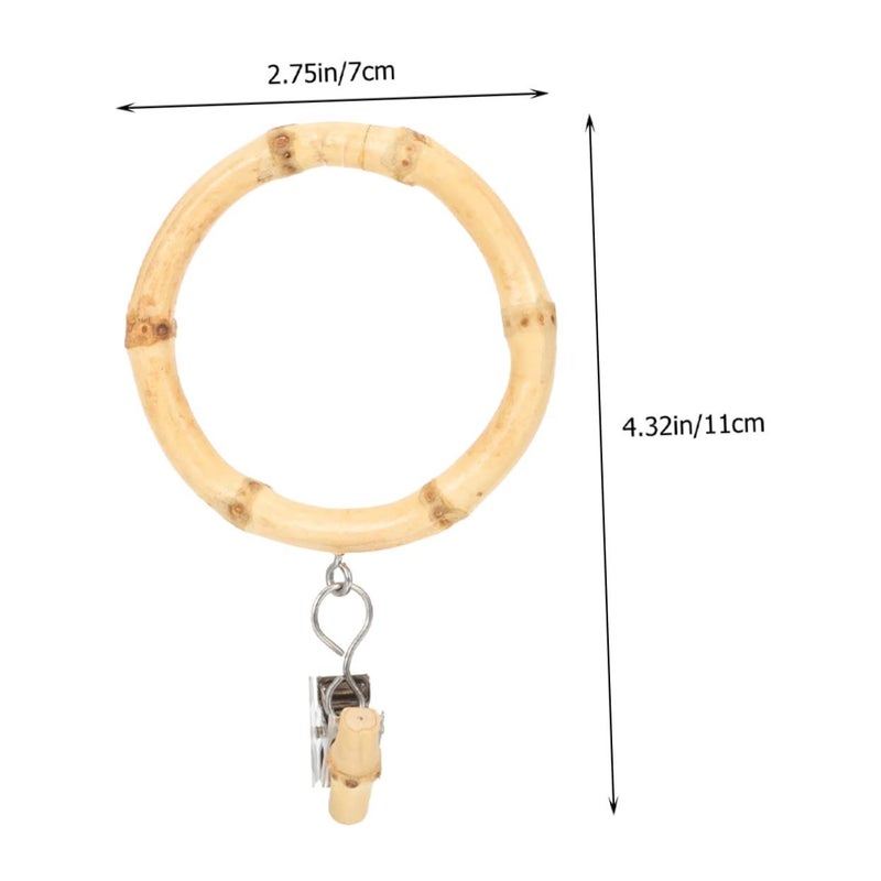 Natural Bamboo Curtain Ring Clips 2pcs for Shower Bathroom Bedroom Home Decor - Image 4