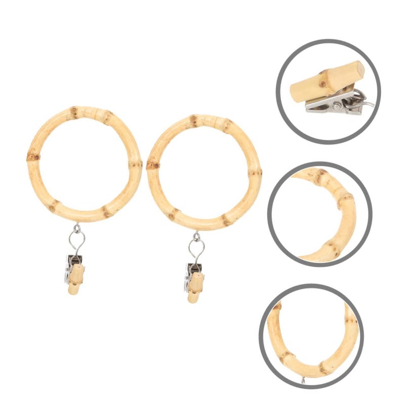 Natural Bamboo Curtain Ring Clips 2pcs for Shower Bathroom Bedroom Home Decor - Image 5