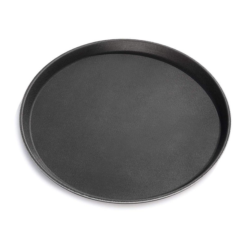 Raincart Foodservice NonSlip Tray Plastic Rubber Lined Round 16 inch Black - Image 2