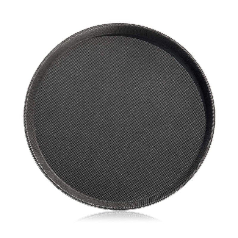 Raincart Foodservice NonSlip Tray Plastic Rubber Lined Round 16 inch Black - Image 1