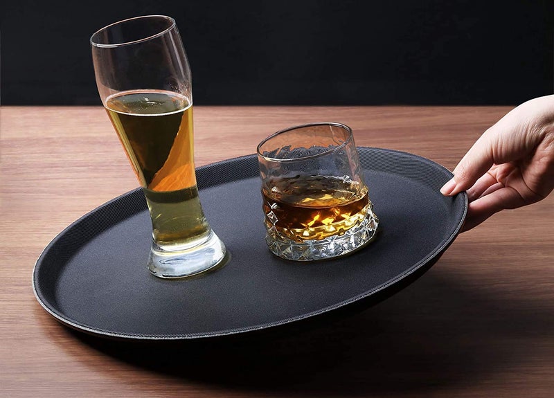 Raincart Foodservice NonSlip Tray Plastic Rubber Lined Round 16 inch Black - Image 4