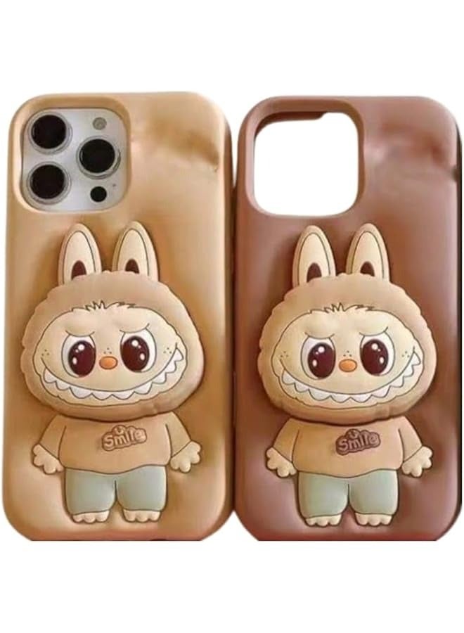 The Bros Cute 3D Phone Labubu Style Cases Cartoon Case Gel Drop Protection for Women and Girls Pack of 2 (iPhone 15) - Image 1