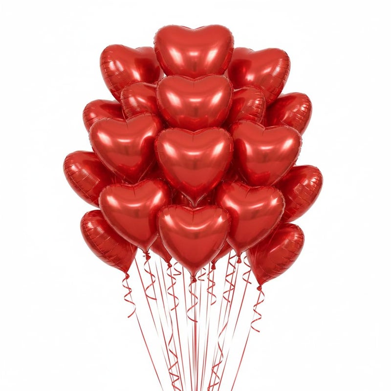 WYMM Red Heart Balloons - 45 Pcs Heart Shaped Helium Foil Balloons in 5, 10 & 18 Inch Sizes Ideal for Valentine Decor, Wedding, Engagement, Romantic Party, Proposal & Anniversary Decorations - Image 2