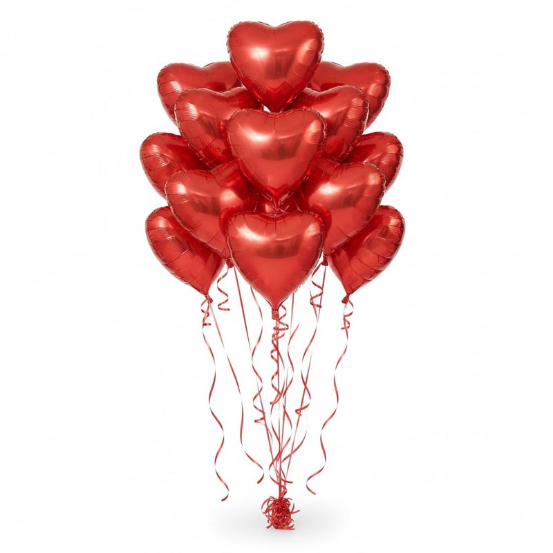 WYMM Red Heart Balloons - 45 Pcs Heart Shaped Helium Foil Balloons in 5, 10 & 18 Inch Sizes Ideal for Valentine Decor, Wedding, Engagement, Romantic Party, Proposal & Anniversary Decorations - Image 1