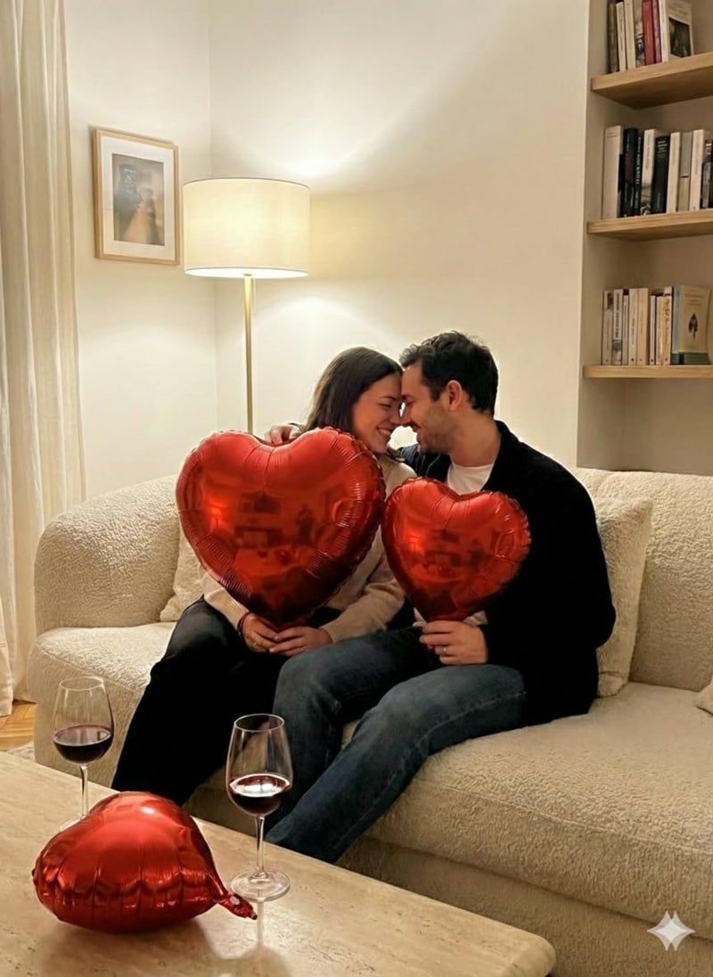 WYMM Red Heart Balloons - 45 Pcs Heart Shaped Helium Foil Balloons in 5, 10 & 18 Inch Sizes Ideal for Valentine Decor, Wedding, Engagement, Romantic Party, Proposal & Anniversary Decorations - Image 5