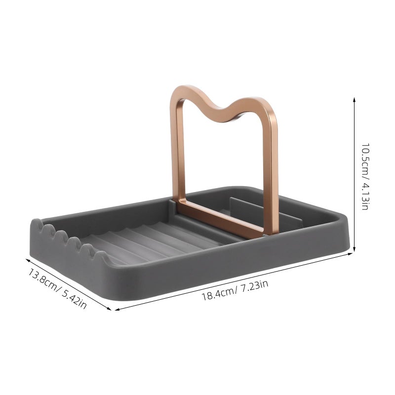 Plastic Spoon Rest Pot Lid Holder with Drip Pad Kitchen Organizer Utensil Stand - Image 3