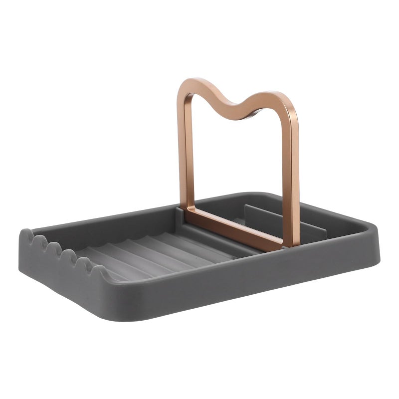 Plastic Spoon Rest Pot Lid Holder with Drip Pad Kitchen Organizer Utensil Stand - Image 2