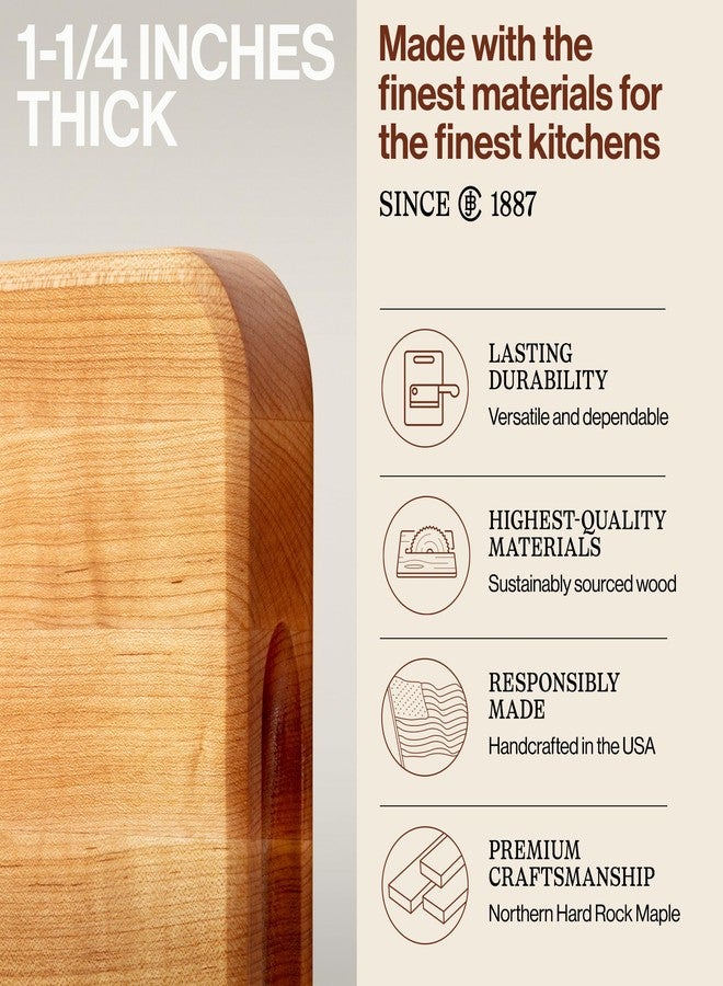John Boos Chop-N-Slice Series Rectangular Wooden Maple Cutting Board 18”x12” - 1.25” Thick, 8-lb Reversible Butcher Block with Eased Corners, Edge-Grain & Finger Grips - Made in the USA - Image 3