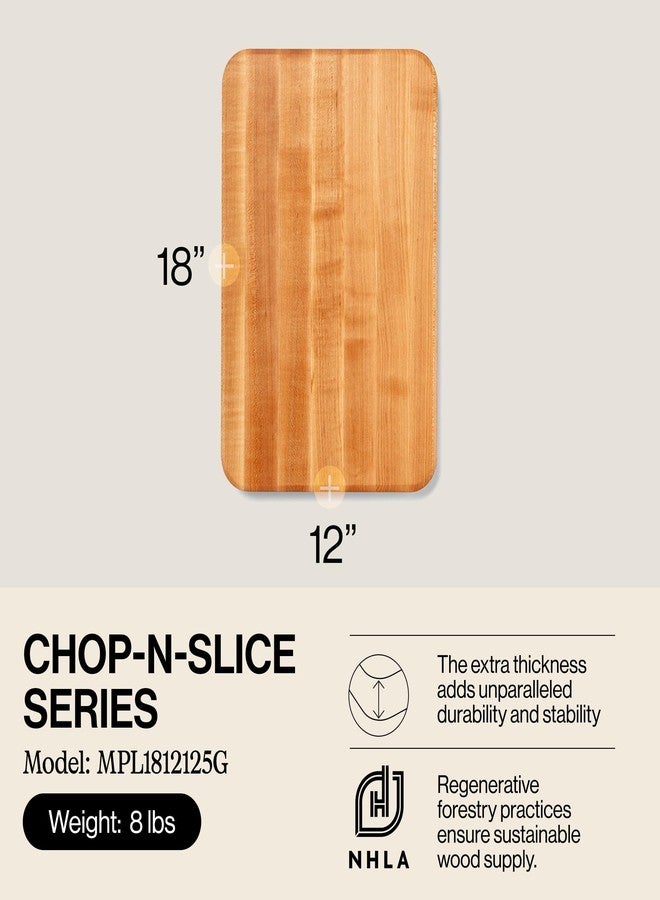 John Boos Chop-N-Slice Series Rectangular Wooden Maple Cutting Board 18”x12” - 1.25” Thick, 8-lb Reversible Butcher Block with Eased Corners, Edge-Grain & Finger Grips - Made in the USA - Image 2