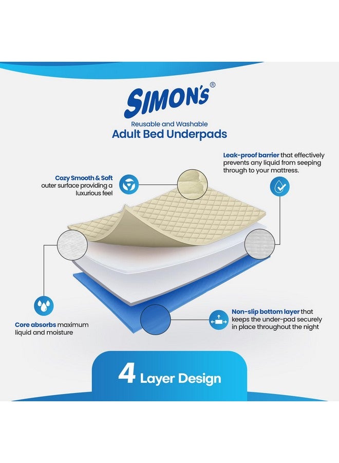 Simon's Simon’s Adult Reusable Stain-Mask Bed Underpad for Elderly, Heavy Absorbency Large Size 34 X 36 inches | Leak Proof 4 Layer Design Protects Surfaces for Incontinence Patients - Brown | Pack of 1 - Image 4
