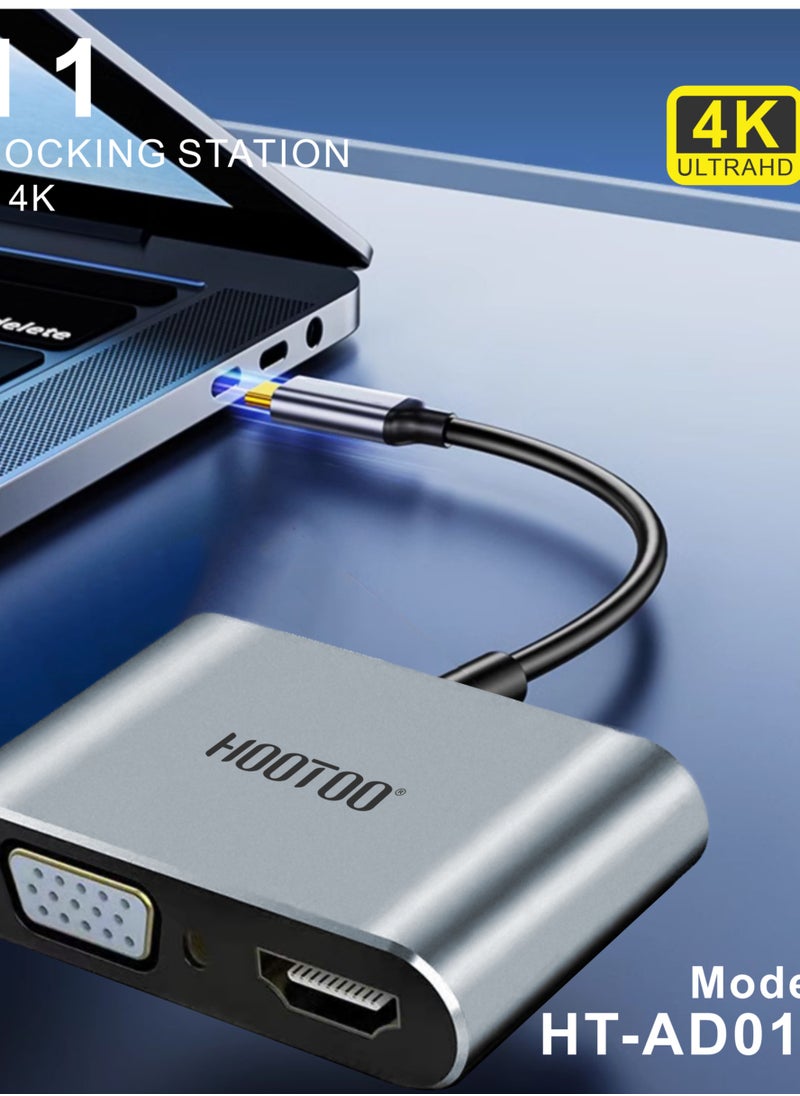 محول4في1 ماركة هوتو يحتوي على منفذ بروجكتر ومنفذ HDMI ومنفذ تايب سي ومنفذ يو اس بي  مخرج بروجكتر محول وصلة خارجي يدعم جهاز الايفون والاندرويد - مخرج سماعة وشاحن ثنائي بمنفذ تايب سي تحويلة للجوال شاحن قطعه خارجيه محول اتش مايند محول تايب سي محول تايب سي الى منفذ التلفاذ HDMI  محول تايب سي الى اتش دي محول تايب سي الى منفذ بروجكتر  موصل سماعه