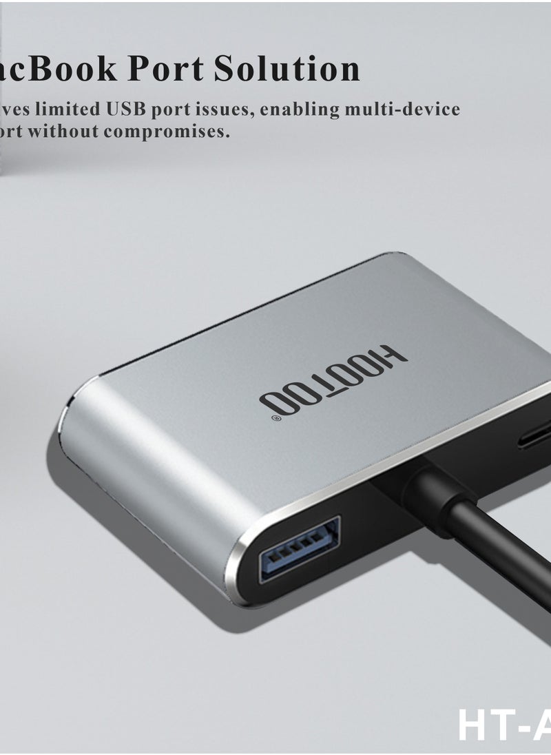 محول4في1 ماركة هوتو يحتوي على منفذ بروجكتر ومنفذ HDMI ومنفذ تايب سي ومنفذ يو اس بي  مخرج بروجكتر محول وصلة خارجي يدعم جهاز الايفون والاندرويد - مخرج سماعة وشاحن ثنائي بمنفذ تايب سي تحويلة للجوال شاحن قطعه خارجيه محول اتش مايند محول تايب سي محول تايب سي الى منفذ التلفاذ HDMI  محول تايب سي الى اتش دي محول تايب سي الى منفذ بروجكتر  موصل سماعه