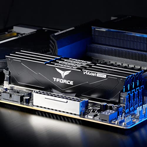 TeamGroup ذاكرة سطح المكتب TEAMGROUP T-Force Vulcan DDR5 سعة 32 جيجابايت (2x16 جيجابايت) 6000 ميجاهرتز (PC5-48000) CL30 متوافقة مع Intel XMP 3.0 و AMD Expo باللون الأسود - Image 2