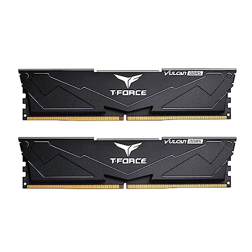 TeamGroup ذاكرة سطح المكتب TEAMGROUP T-Force Vulcan DDR5 سعة 32 جيجابايت (2x16 جيجابايت) 6000 ميجاهرتز (PC5-48000) CL30 متوافقة مع Intel XMP 3.0 و AMD Expo باللون الأسود - Image 1