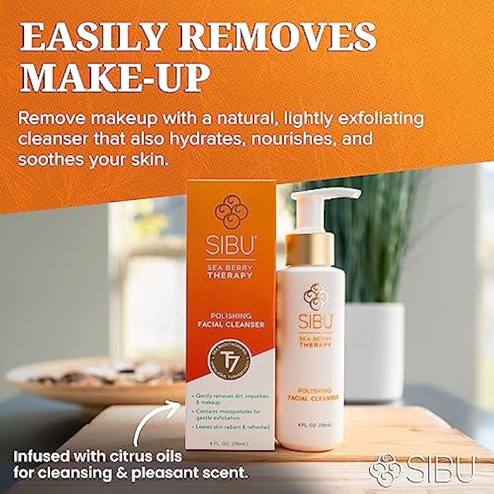 sibu Sea Buckthorn Polishing Facial Cleanser (4oz), Face Wash Made From Premium Himalayan Sea Berry Oil – Moisturizes Skin, Reduces Blemishes, Removes Make-up - Image 4
