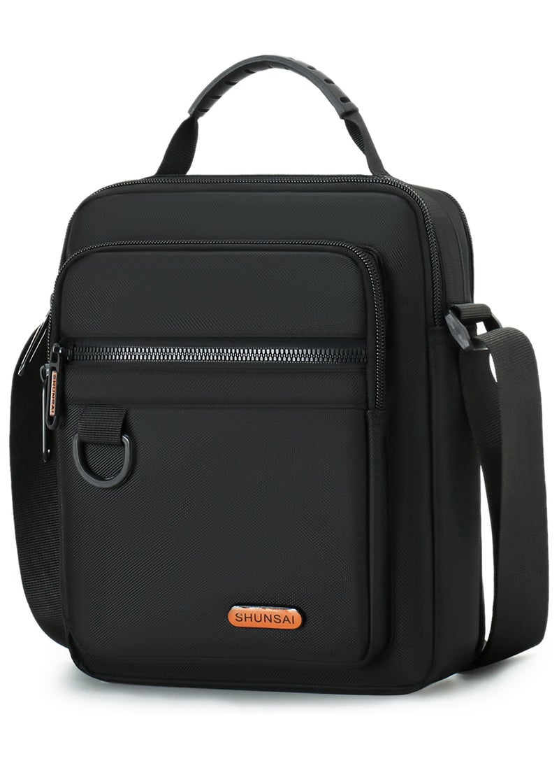 Qiccijoo Crossbody Bag Messenger Bag for Men Women Shoulder Bag Sling Bag for Business Office School Travel Satchel Bag Carry Bags Purse(Black) - Image 1