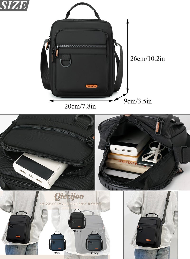 Qiccijoo Crossbody Bag Messenger Bag for Men Women Shoulder Bag Sling Bag for Business Office School Travel Satchel Bag Carry Bags Purse(Black) - Image 2