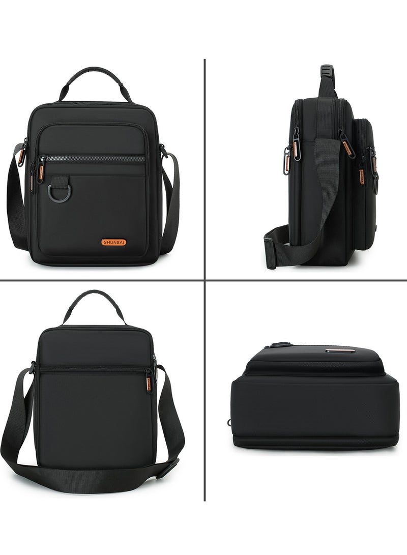Qiccijoo Crossbody Bag Messenger Bag for Men Women Shoulder Bag Sling Bag for Business Office School Travel Satchel Bag Carry Bags Purse(Black) - Image 3