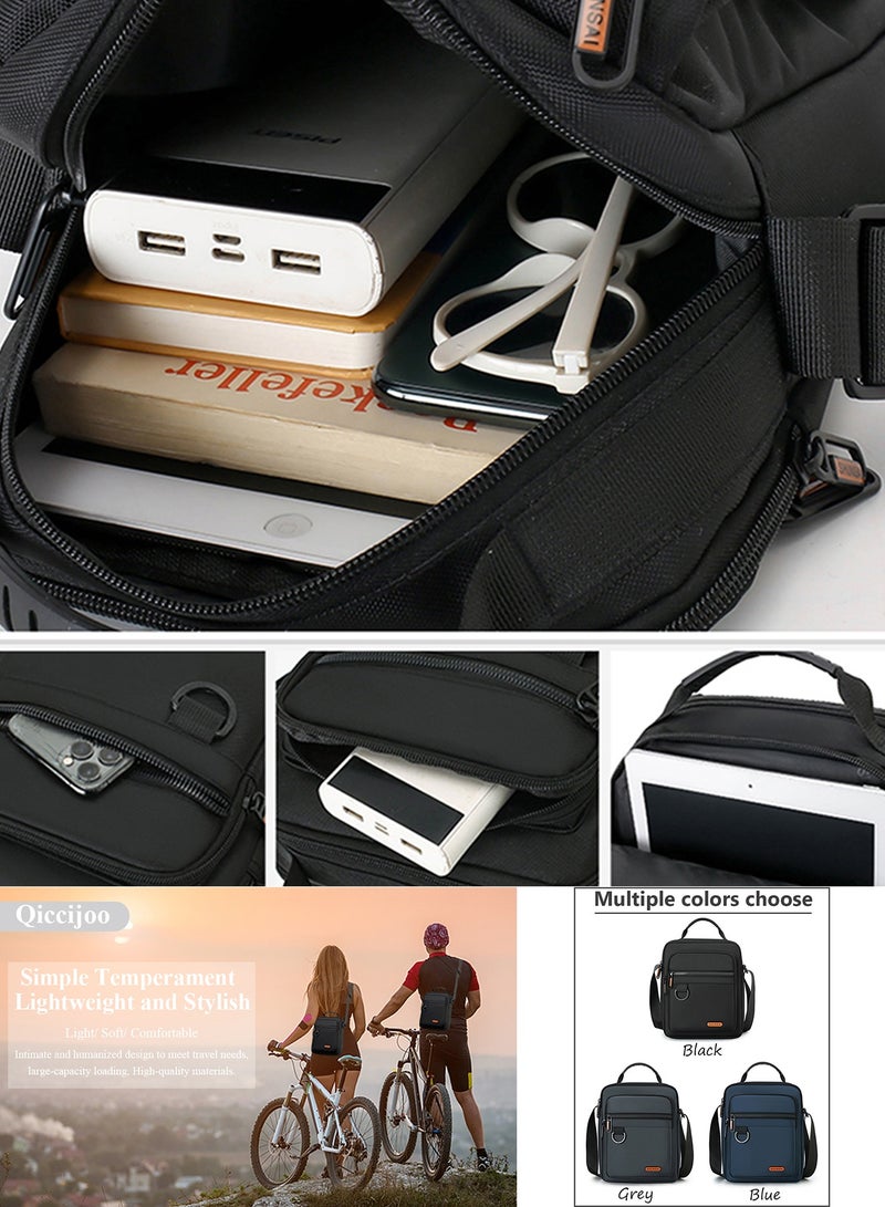 Qiccijoo Crossbody Bag Messenger Bag for Men Women Shoulder Bag Sling Bag for Business Office School Travel Satchel Bag Carry Bags Purse(Black) - Image 4