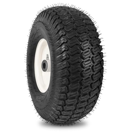 phepetroll 15x6.00-6nhs Lawn Mower Front Tire 4 Ply Tubeless 15x6x6 Lawn Mower 570 Lbs Tire and Wheel with 3/4" Bushing and 6 Spacers, Replacement for Garden Lawn Tractor Riding Lawn Mower, 1 Pack - Image 1