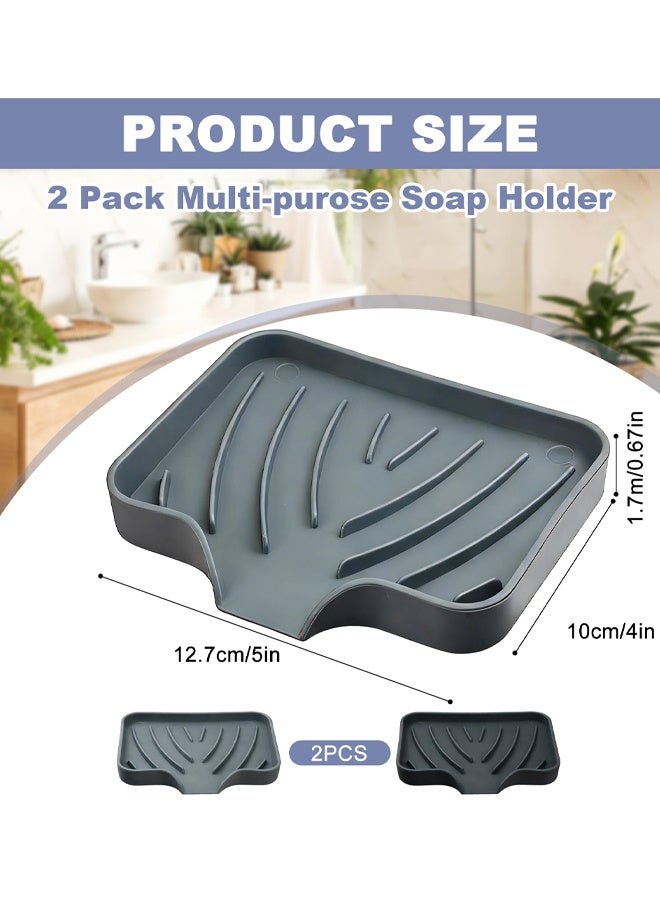 2 PCS Silicone Soap Dish With Drainage, Non-Slip Soap Holder For Bathroom & Kitchen, Keep Soap Dry & Easy To Clean - Image 2