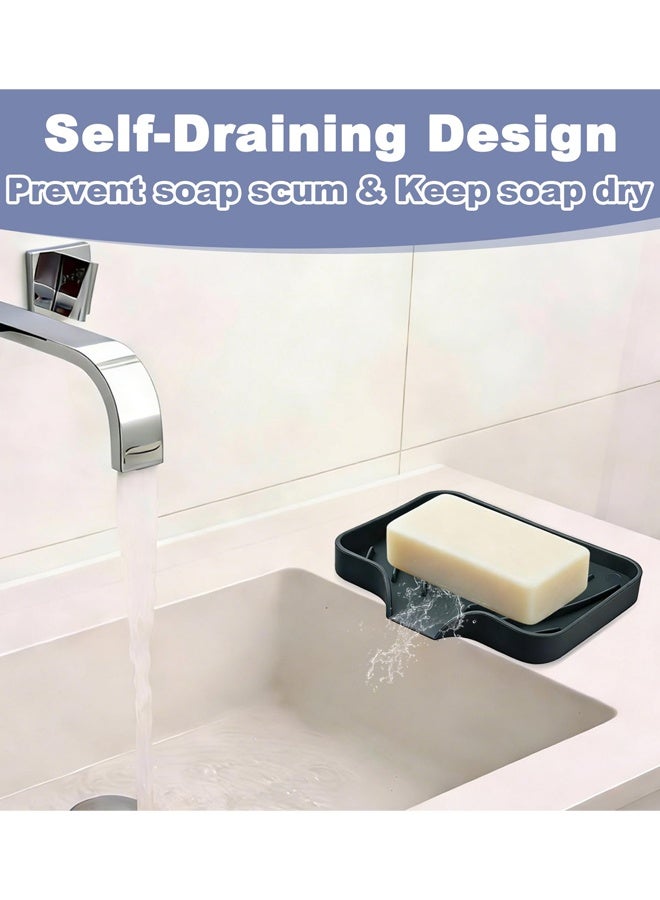 2 PCS Silicone Soap Dish With Drainage, Non-Slip Soap Holder For Bathroom & Kitchen, Keep Soap Dry & Easy To Clean - Image 5