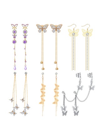 Tassel Chain Earrings, Butterfly Cuff Stud Drop Dangle Long Crystal Purple Earrings 6 Pairs - pzsku/ZB6871050E407C6E746F0Z/45/_/1701146764/09f470e7-e95f-41b7-92d5-e97fb87a5b57
