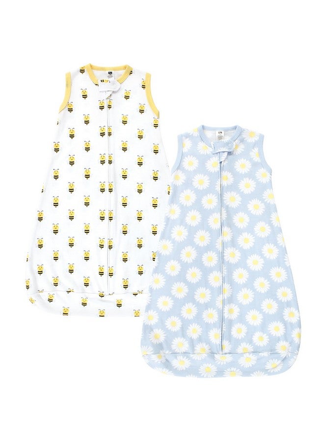 Hudson Baby Unisex Baby Cotton Wearable Sleeping Bag, Sack, Blanket, Daisy Bee Sleeveless, 0-3 Months - Image 1