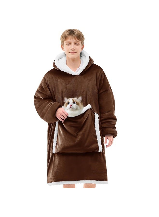 JOYWOO Wearable Blanket Hoodie, Birthday Gifts for Women Men Mom,Brown,Small - Image 1