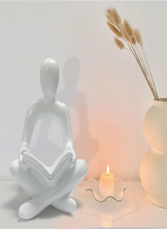 LIYAOLI Abstract Sculpture Thinker Statue - Modern Aesthetic Home Decor for Living Room, Office Desk, Bookshelf Decor - Minimalist Art Figurine for Shelf Decorations - Gift Idea for Birthday (White Book) - Image 1