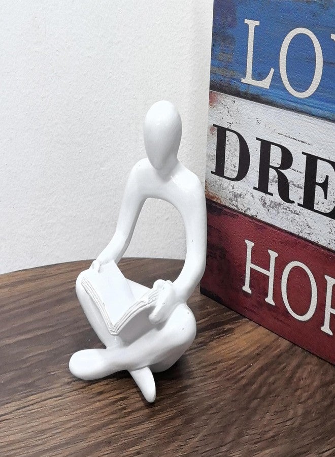 LIYAOLI Abstract Sculpture Thinker Statue - Modern Aesthetic Home Decor for Living Room, Office Desk, Bookshelf Decor - Minimalist Art Figurine for Shelf Decorations - Gift Idea for Birthday (White Book) - Image 2