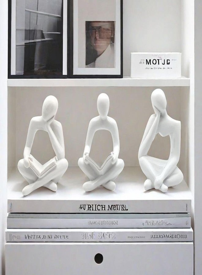 LIYAOLI Abstract Sculpture Thinker Statue - Modern Aesthetic Home Decor for Living Room, Office Desk, Bookshelf Decor - Minimalist Art Figurine for Shelf Decorations - Gift Idea for Birthday (White Book) - Image 5