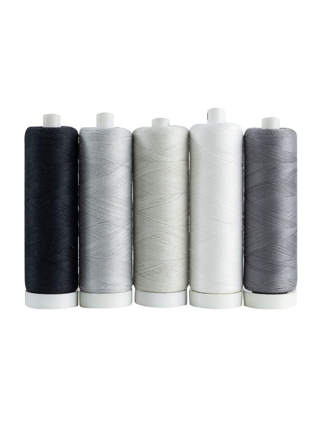 Connecting Threads 100% Cotton Thread Sets - 1200 Yard Spools (Set of 5 - Salt & Pepper) - Image 1