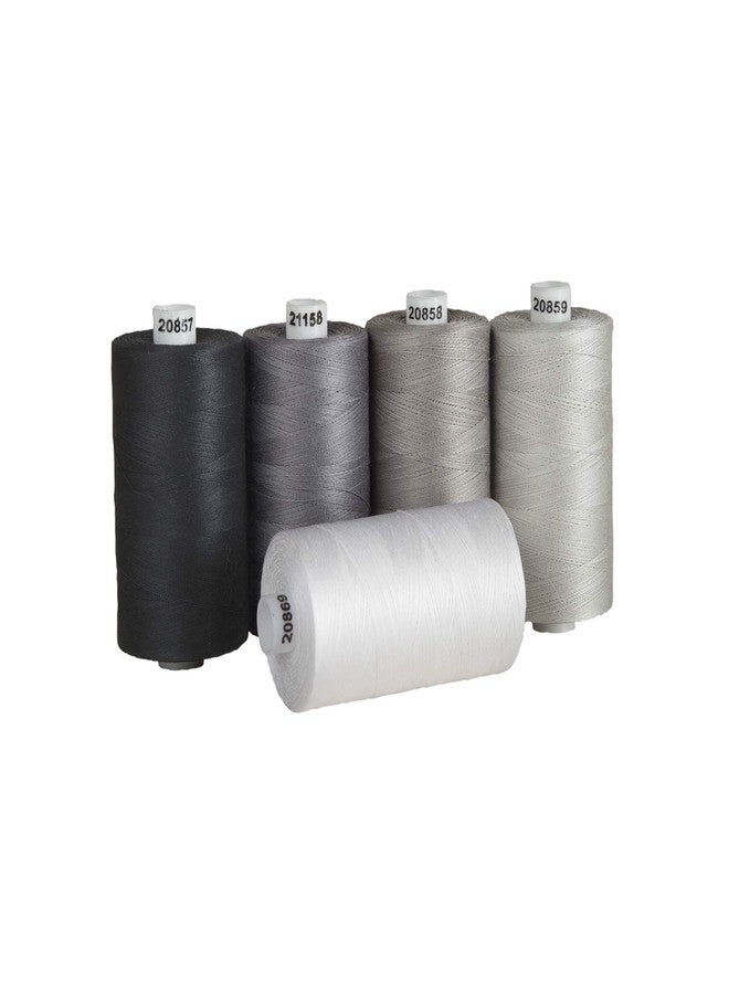 Connecting Threads 100% Cotton Thread Sets - 1200 Yard Spools (Set of 5 - Salt & Pepper) - Image 2