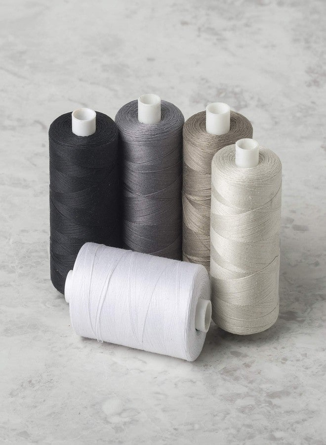 Connecting Threads 100% Cotton Thread Sets - 1200 Yard Spools (Set of 5 - Salt & Pepper) - Image 3